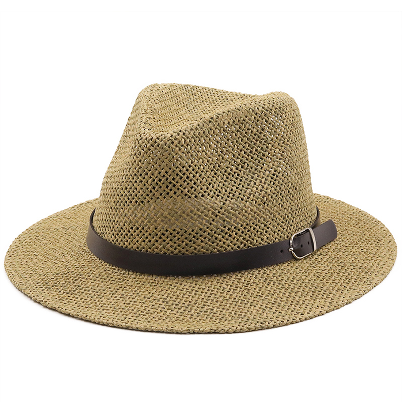 Bucket Hat Straw - Eenvoudige Jazz Panama Hoed Met Riem